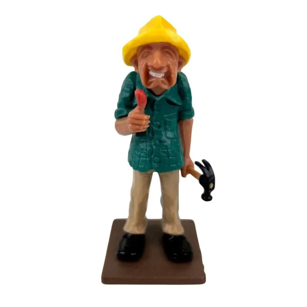 Wilton Old Man Hammer Big Thumb Cake Topper Plastic 1980 Figure Hong Kong VTG